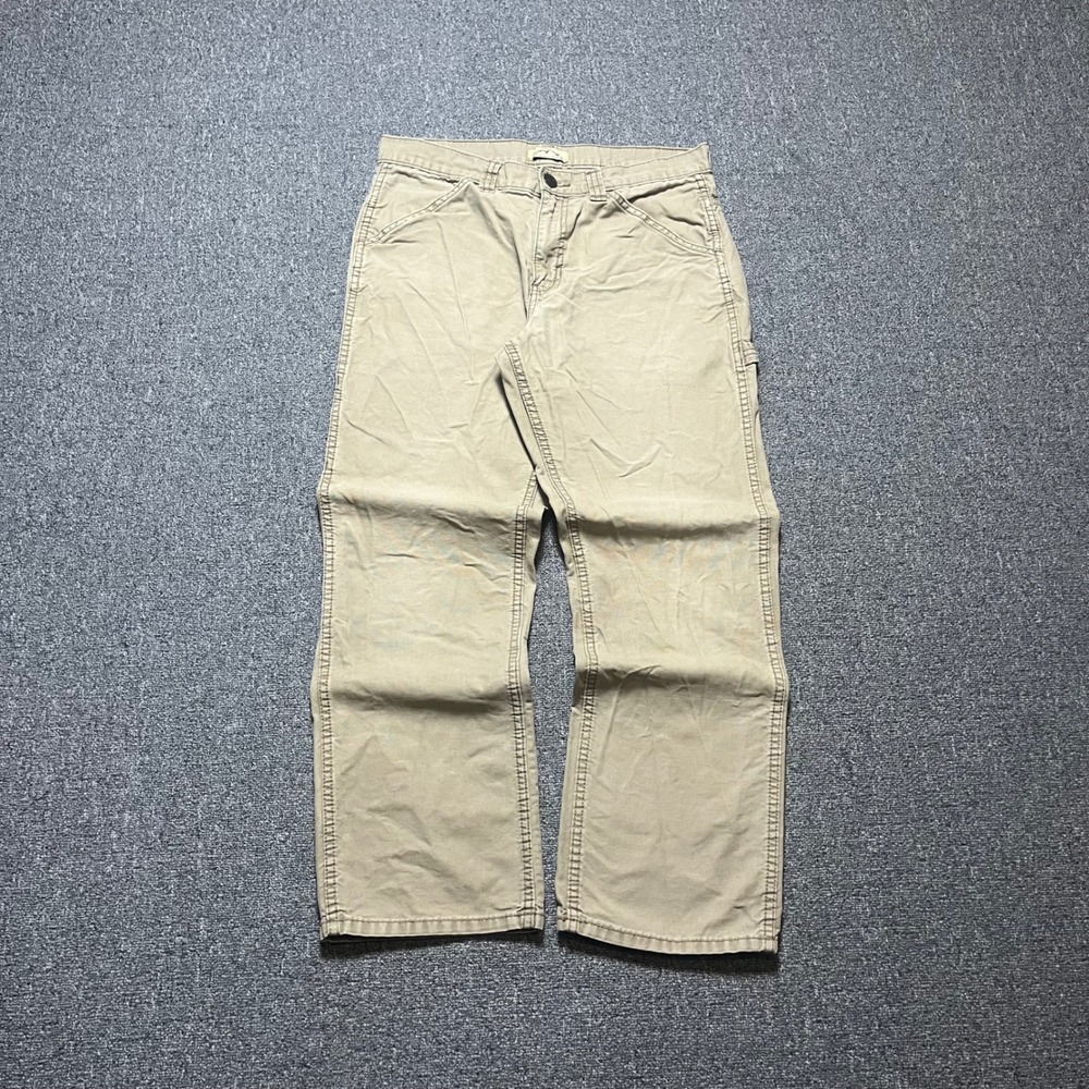 Blue Mountain Carpenter Pants 32x30 Tan Canvas Utility Workwear Trousers